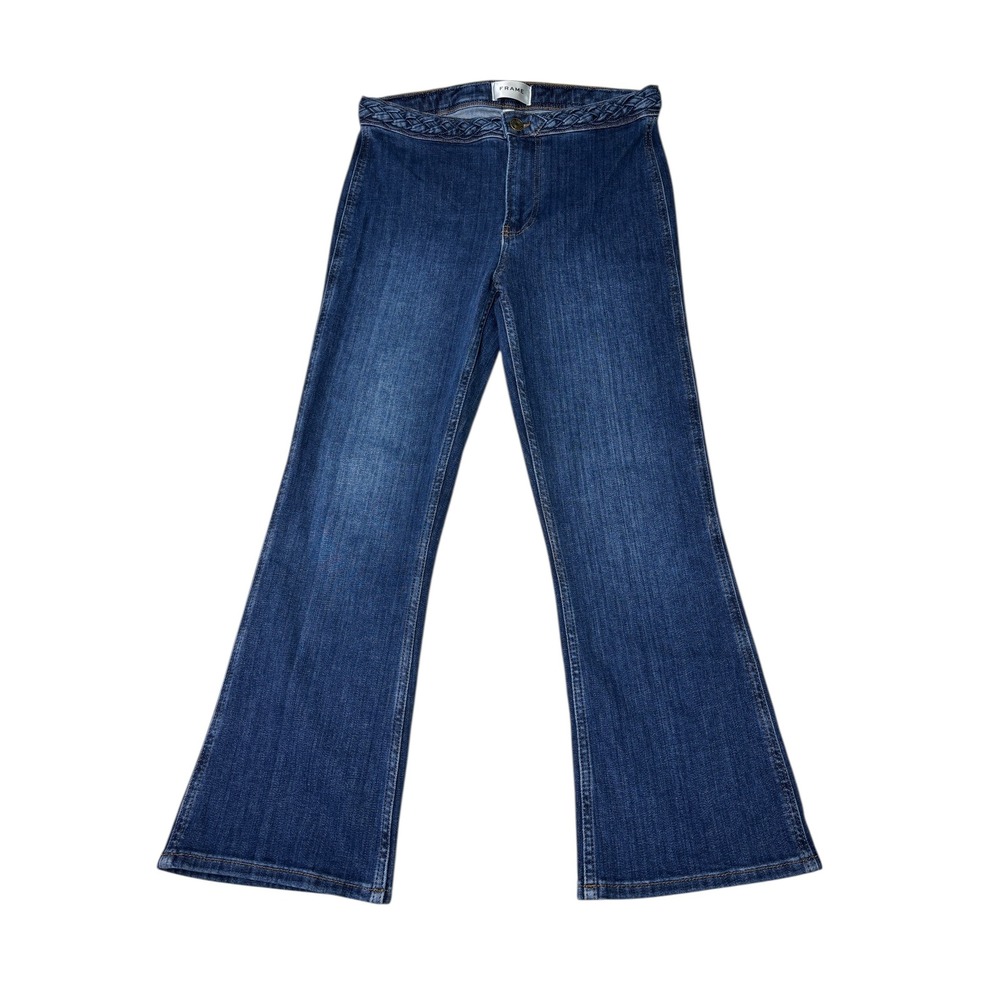 FRAME High Rise‎ Braided Waist Flare Jeans Dark Wash Women's Size 28x26
